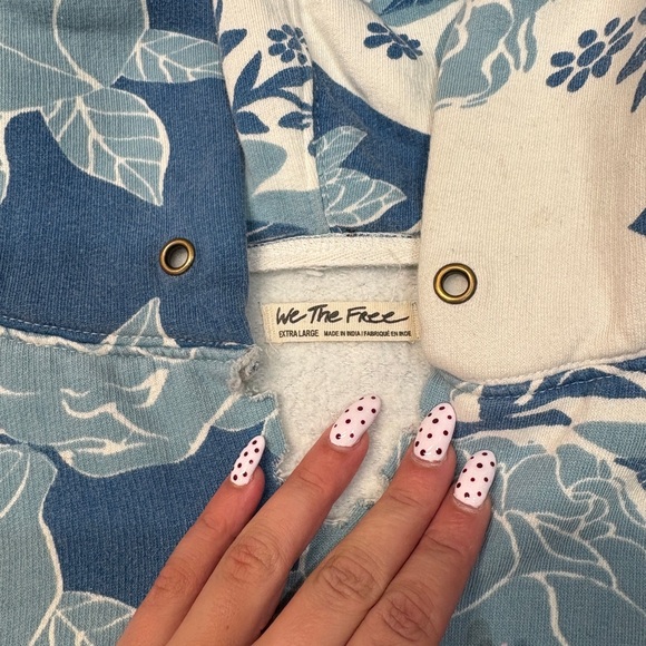 Free People Blue Floral Hoodie - Picture 4 of 5